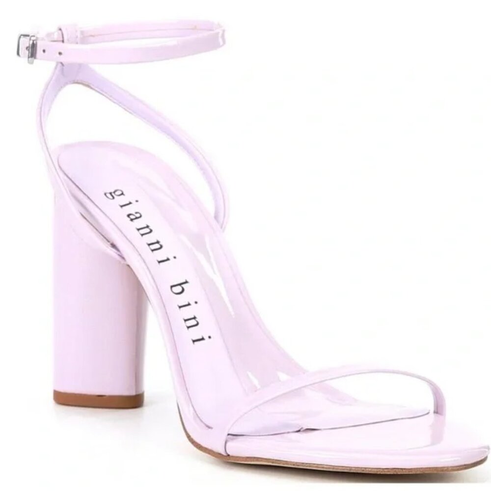 Gianni Bini Kenzie Holiday Patent Ankle Strap Strappy Block‎ Heels Lavender